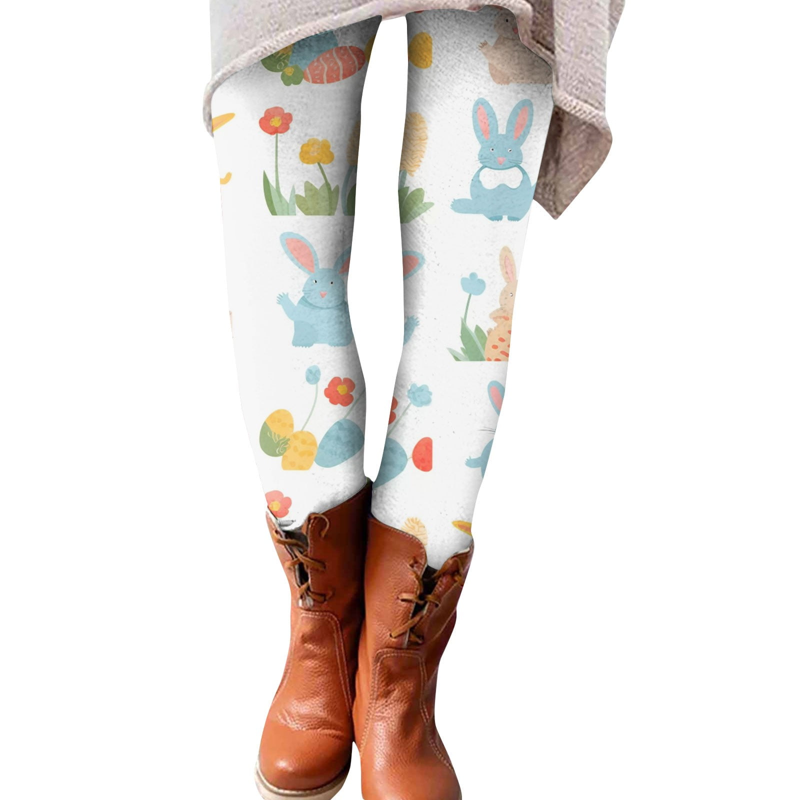 Knosfe Easter Leggings for Women Eggs Tummy Control Seamless Fitness