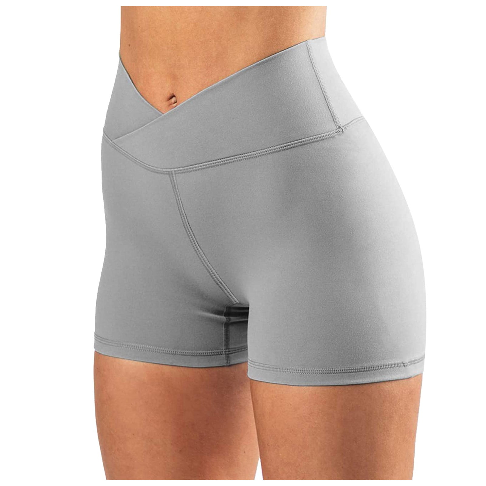 Knosfe High Waisted Gym Shorts Women Butt Lifting Crossover Leggings