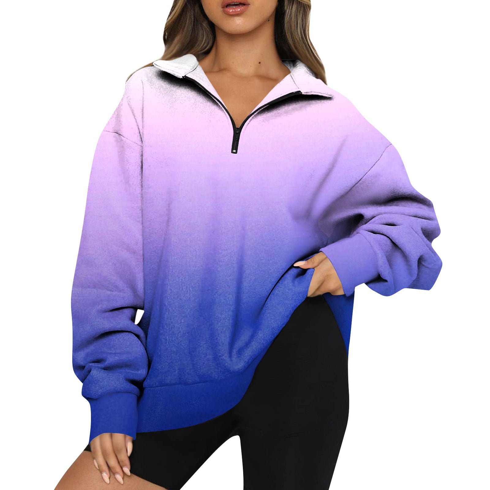 Knosfe Womens Plus Size Oversized Hoodie Fall V Neck Long Sleeve