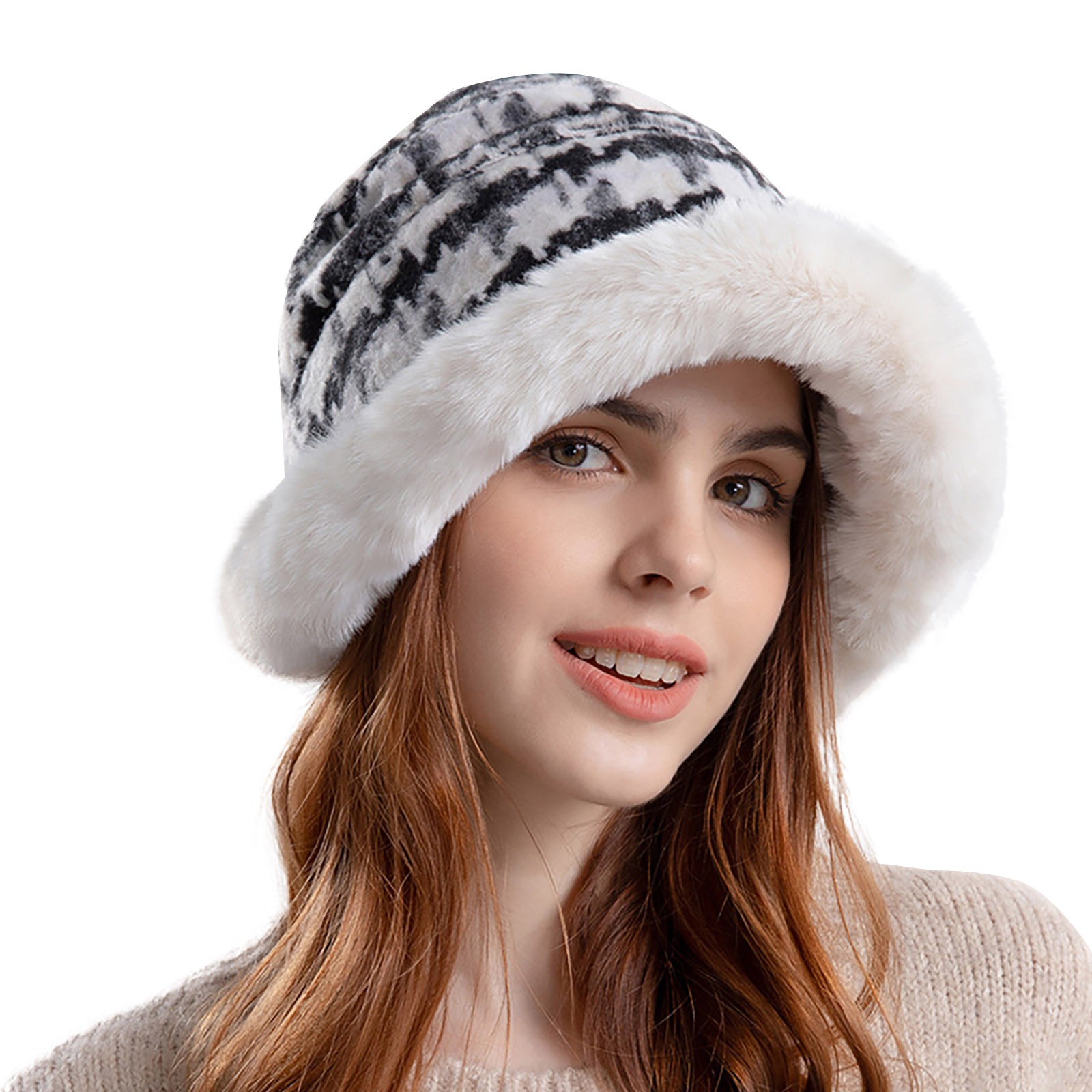 Knosfe Knitted Cold Weather Warm Beanie Hat Slouchy Solid Plush Winter Beanie Hats Women with