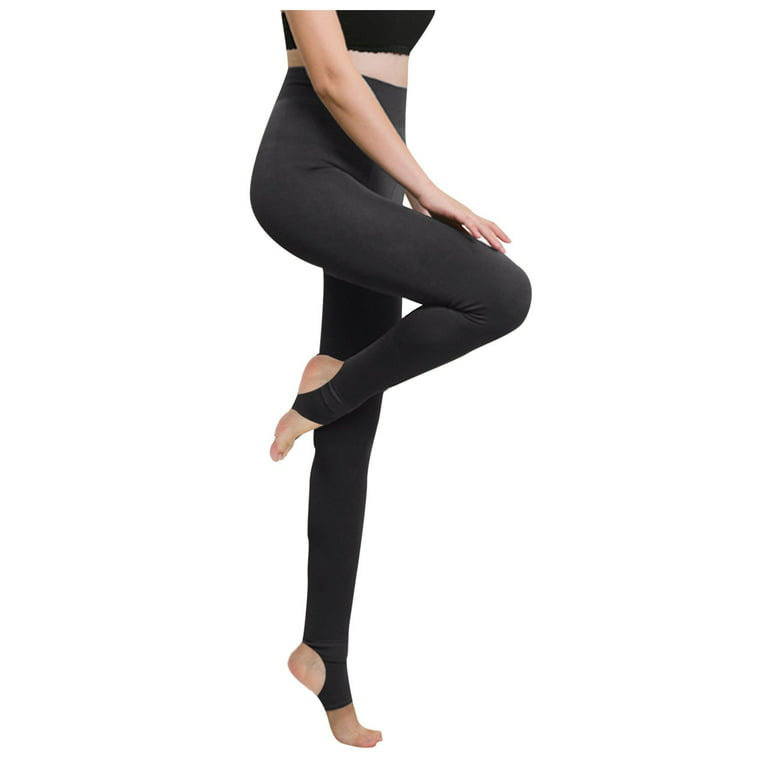 Knosfe Plus Size Tights Casual Winter Solid Color High Waist Compression  Leggings Opaque Thermal Thick Velvet Fleece Lined Plus Size Pantyhose Black