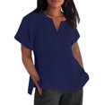 Knosfe Linen Tops for Women Summer Plus Size T Shirts V Neck Loose
