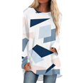 thumbnail image 1 of Knosfe Long Shirts To Wear with Leggings Geometric Fashion Casual Crewneck Y2k Shirts Plus Size Cute Fall Womens Blouses Long Sleeve Trendy Loose Fit Comfy Tops White 3X, 1 of 5