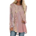 thumbnail image 1 of Knosfe Long Tops To Wear with Leggings Plus Size Cute Long Sleeve Crewneck Womens Shirts Marble Print Trendy Casual Winter Blouse for Women Fall Fashion Loose Fit Long Womens Tops Clearance, 1 of 5