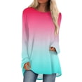 thumbnail image 1 of Knosfe Long Tops To Wear with Leggings Plus Size Cute Long Sleeve Crewneck Womens Shirts Gradient Trendy Casual Winter Blouse for Women Fall Fashion Loose Long Womens Tops Clearance, 1 of 5