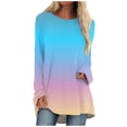 thumbnail image 1 of Knosfe Long Tops To Wear with Leggings Plus Size Cute Long Sleeve Crewneck Womens Shirts Gradient Trendy Casual Winter Blouse for Women Fall Fashion Loose Long Womens Tops, 1 of 6