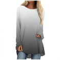 thumbnail image 1 of Knosfe Long Tops To Wear with Leggings Plus Size Cute Long Sleeve Crewneck Womens Shirts Gradient Trendy Casual Winter Blouse for Women Fall Fashion Loose Long Womens Tops, 1 of 6