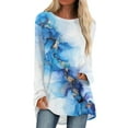 thumbnail image 1 of Knosfe Long Tops To Wear with Leggings Plus Size Cute Long Sleeve Crewneck Womens Shirts Marble Print Trendy Casual Winter Blouse for Women Fall Fashion Loose Long Womens Tops, 1 of 5