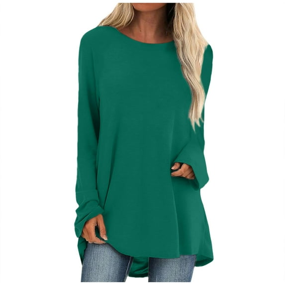 Knosfe Long Tops To Wear with Leggings Winter Fall Plus Size Womens Shirts Crewneck Cute Long Sleeve Womens Blouses Loose Fit Workout Casual Comfy Womens Plus Size Tops 3X