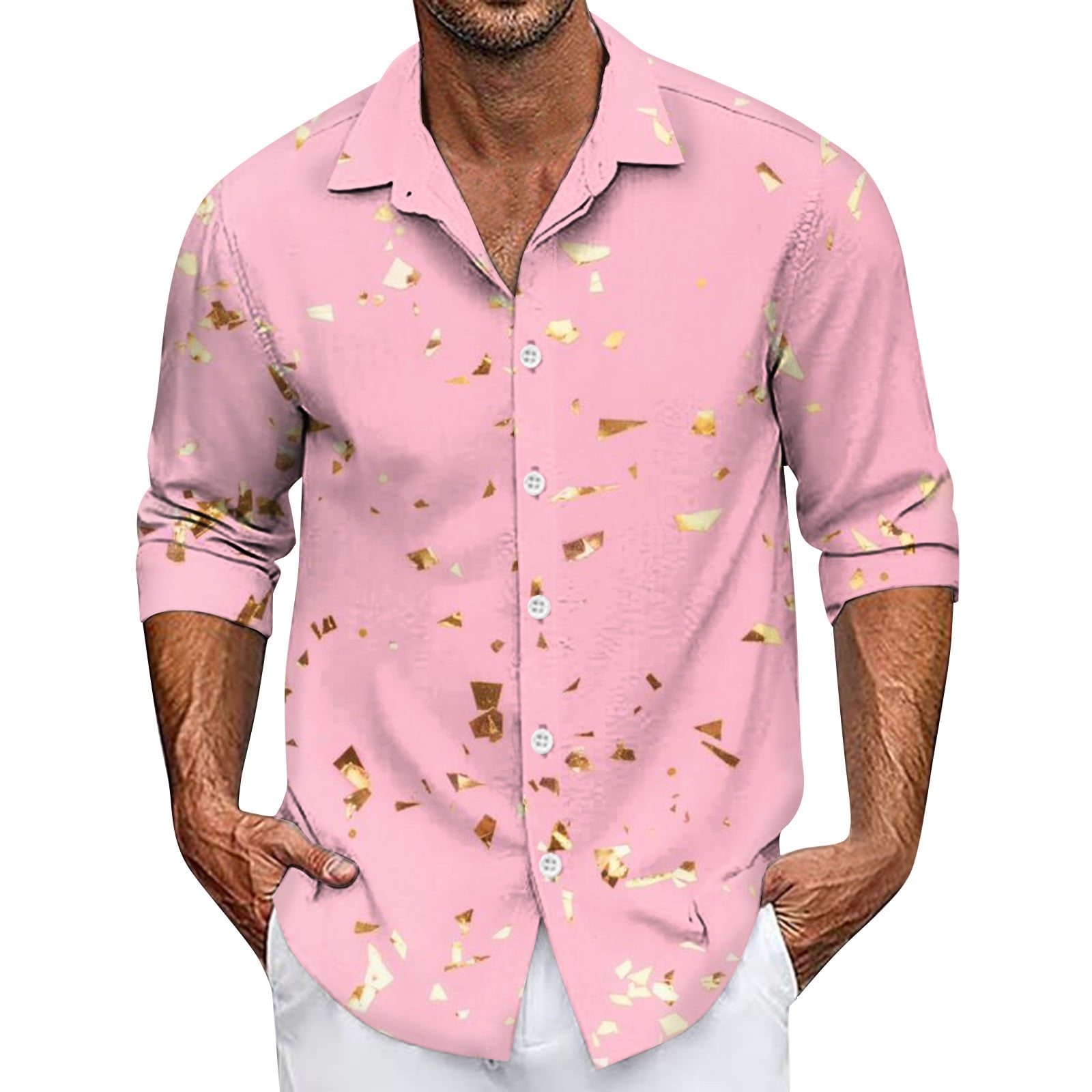 Knosfe Mens Button Down Mardi Gras Shirts Short Sleeve Party Carnival