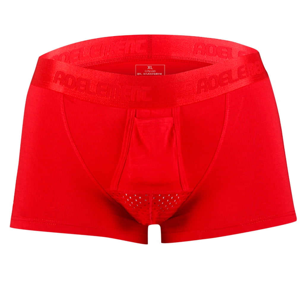 Knosfe Men's Sexy Underwear and Panties Pouch Men Boxer Briefs Red 3XL 