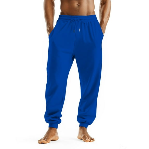 Knosfe Mens Comfy Sweatpants Joggers Winter Fall 2025 Fashion Big and Tall Fleece Basic Active Casual Workout Pants Blue 3XL