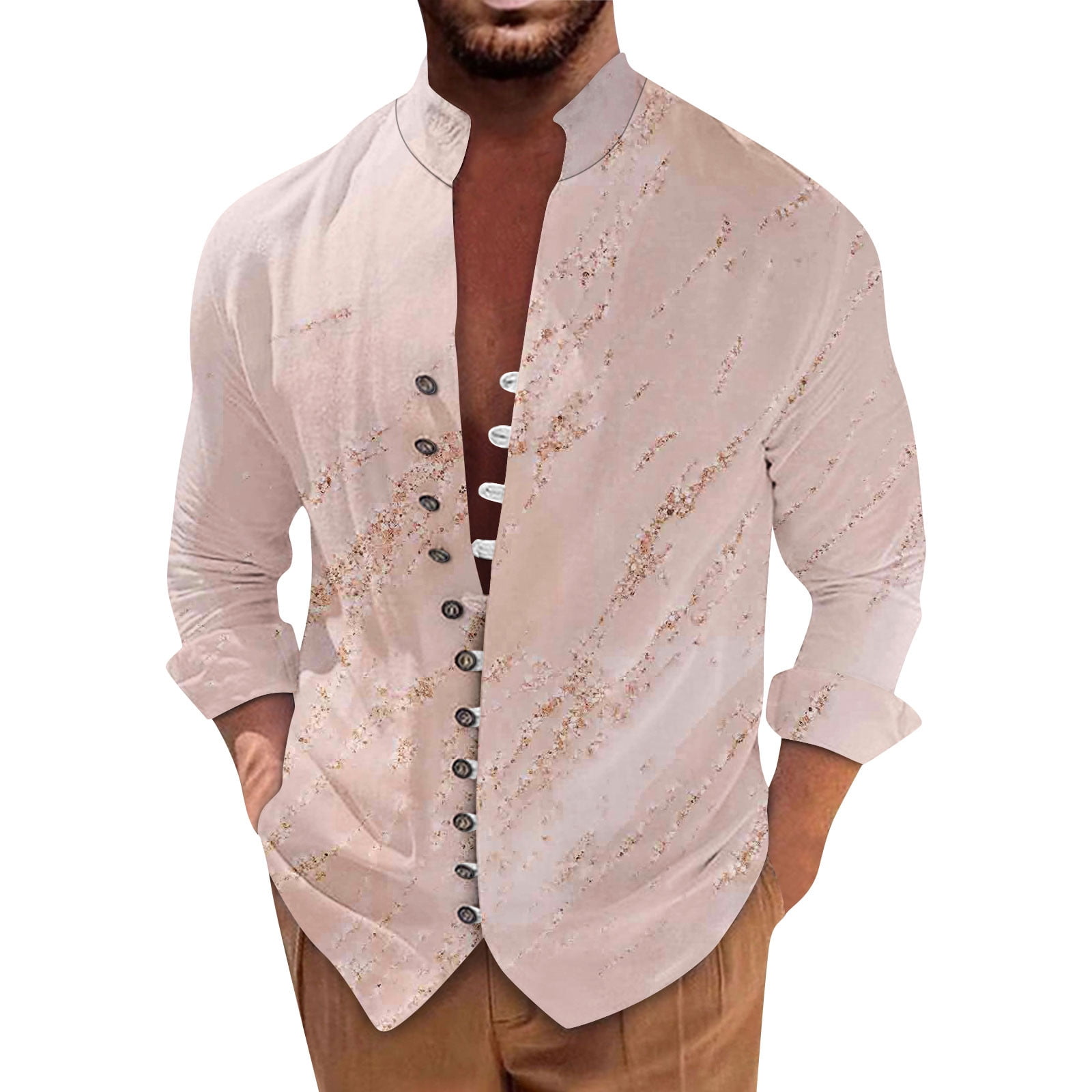 Knosfe Mens Henley Shirt Cotton Long Sleeve Button Down Shirts Vintage ...
