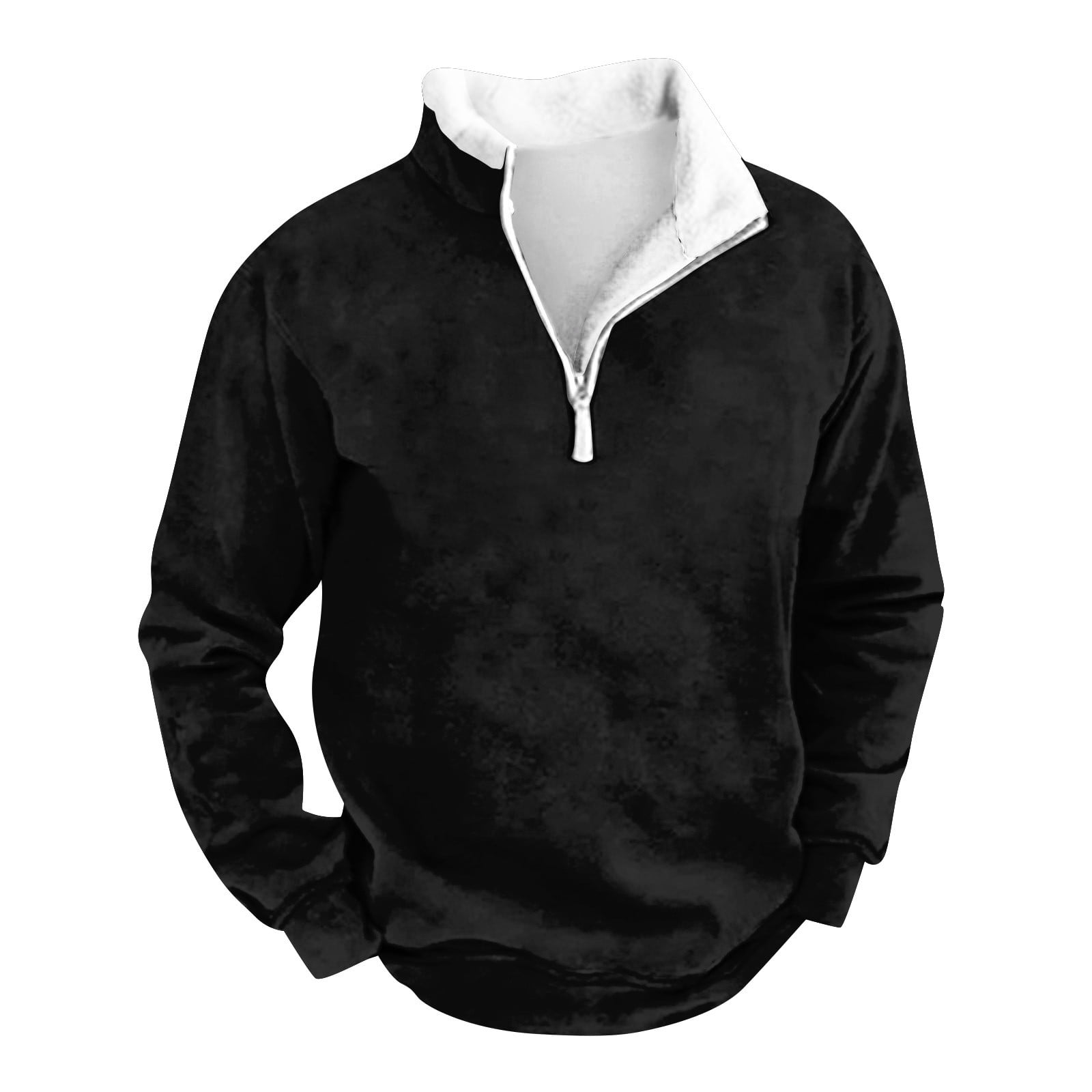 Knosfe Mens Long Sleeve Tee Shirts Quarter Zip Mock Neck Sweatshirts for Men Fleece 1/4 Zip Polo ...