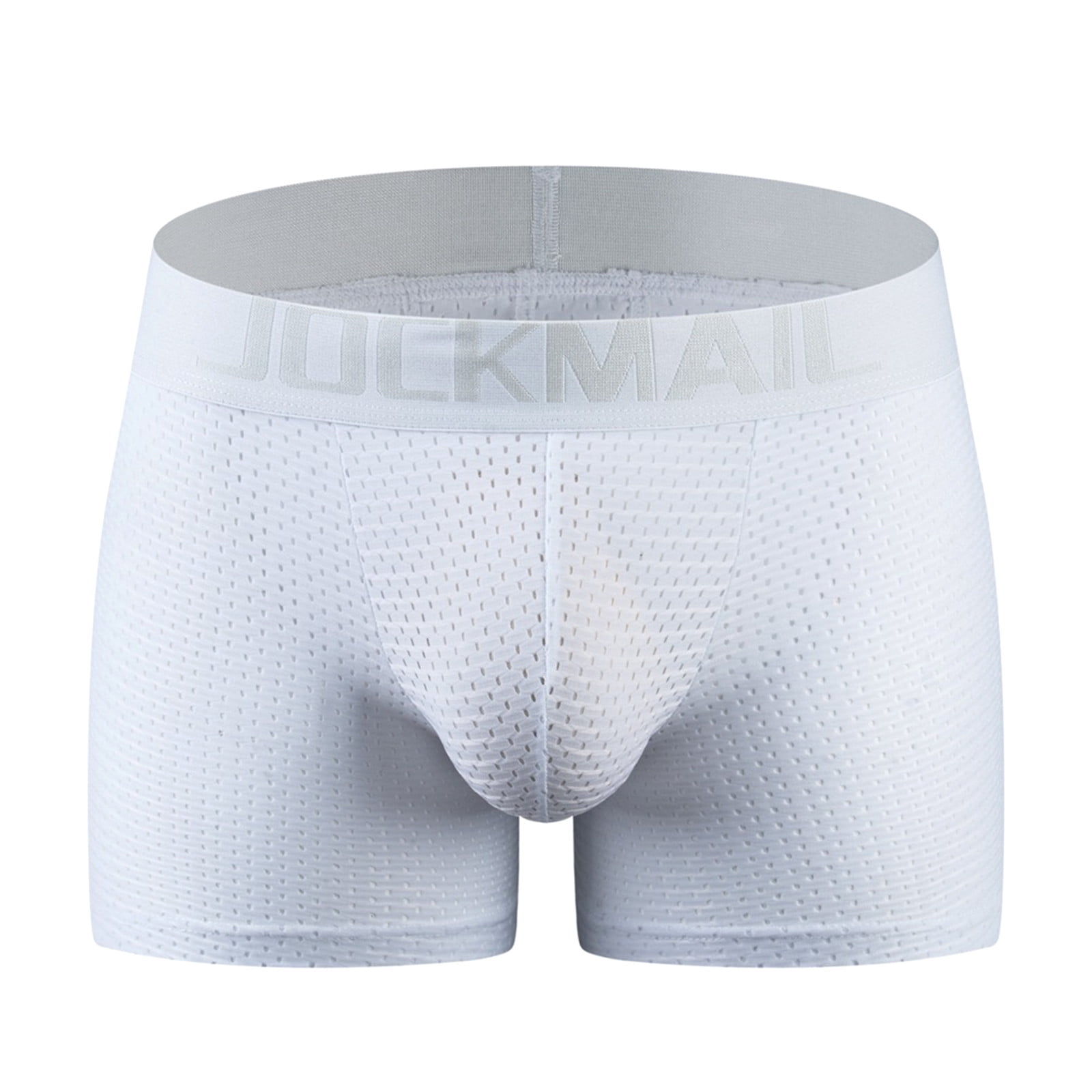 Knosfe Mens Pouch Underwear Boxer Briefs Pouch Underwear for Men White