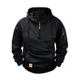 thumbnail image 1 of Knosfe Mens Quarter Zip Sweatshirt Gym 1/4 Zip Workout Long Sleeve Pullover Outdoor Hooded Military Cargo Jackets with Pockets Black L, 1 of 4
