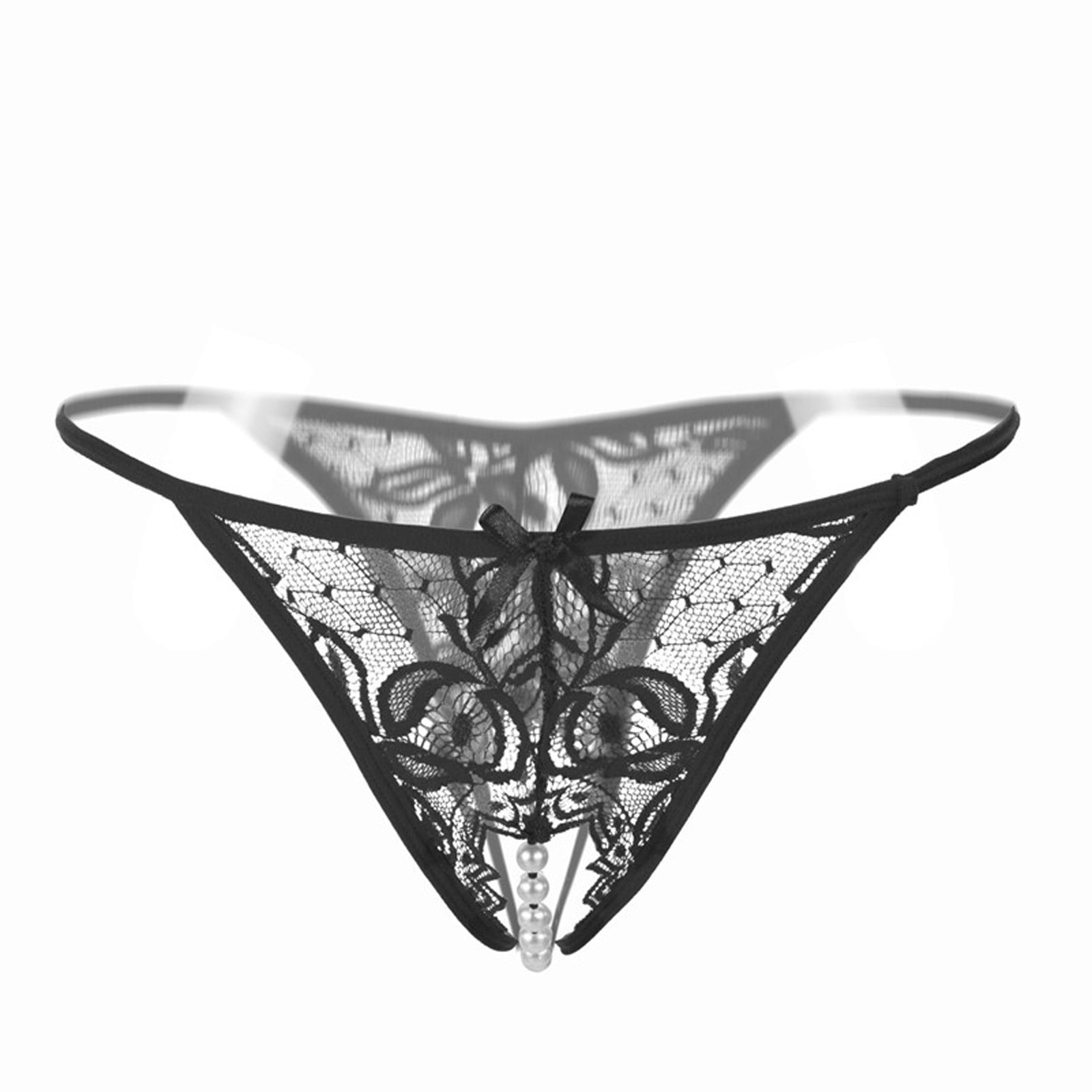 Knosfe No Show Underwear Hollow Out Low Rise Soft Lace G String Thong for Women  Stretch String No Show Cute Panties Womens Black Free Size 