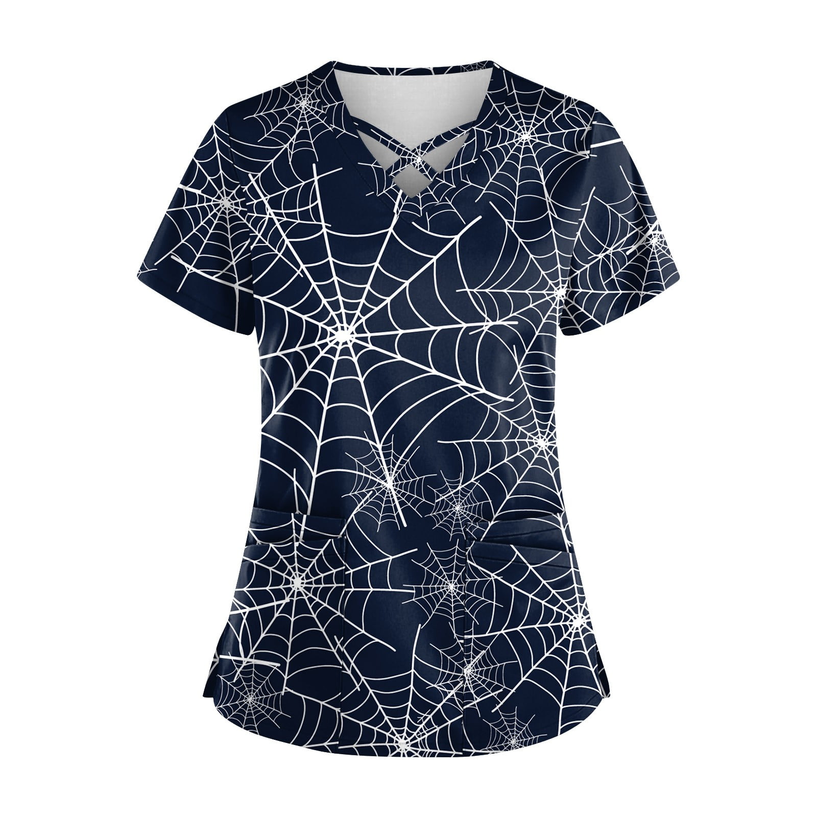 Knosfe Nurse Scrubs Medical Pumpkin Ghost Bat Halloween Scrub Tops for