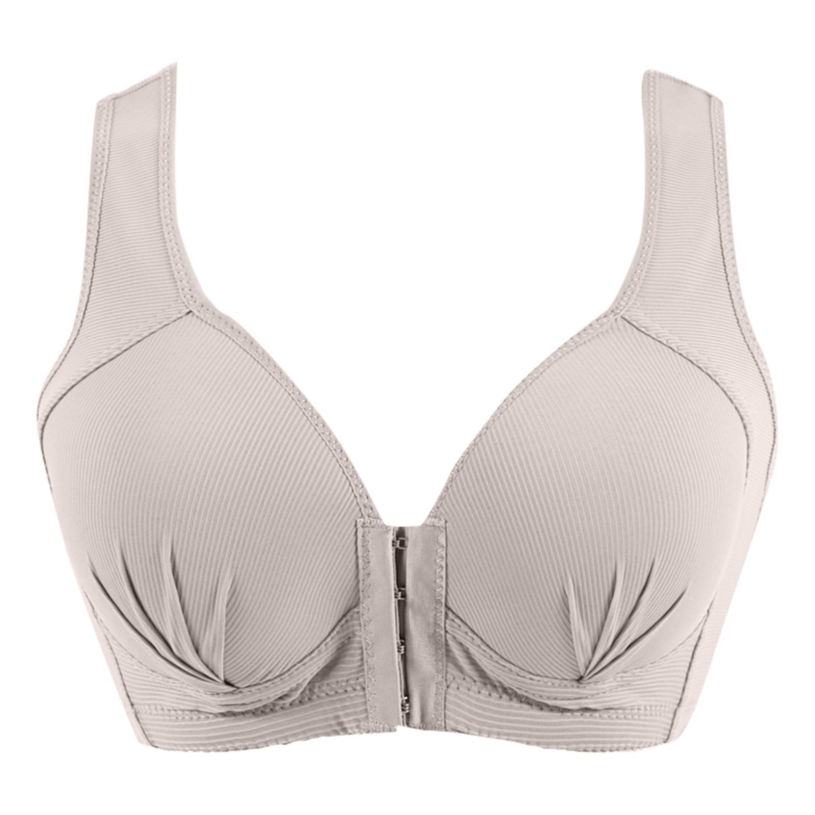 Knosfe Padded Bras for Women Front Closure Lingerie Full Coverage Push Up  T-Shirt Bra Gray 42 