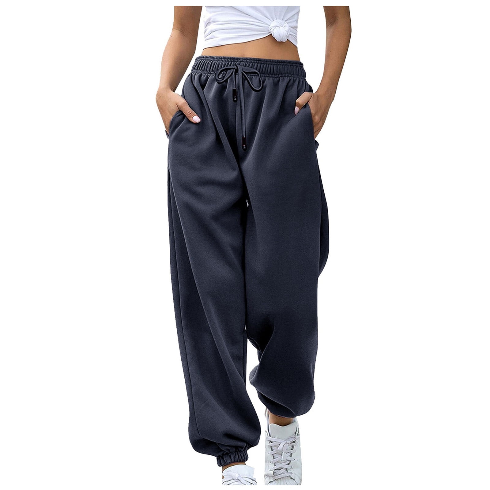 Knosfe Petite Sweatpants for Women with Pockets Drawstring Cinch Bottom  Trendy Sweatpants Soft Woman Running Wide Leg 2023 Joggers Women Straight  Leg Tall High Waisted Baggy Pants Teens Navy L 