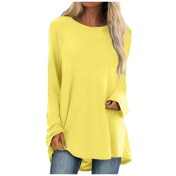 Knosfe Plus Size Tunic Tops for Women for Leggings Crewneck Trendy Casual Women's Shirts Winter Long Sleeve Fashion Women's Tunics and Blouses Fall Long Loose Fit Tops XL