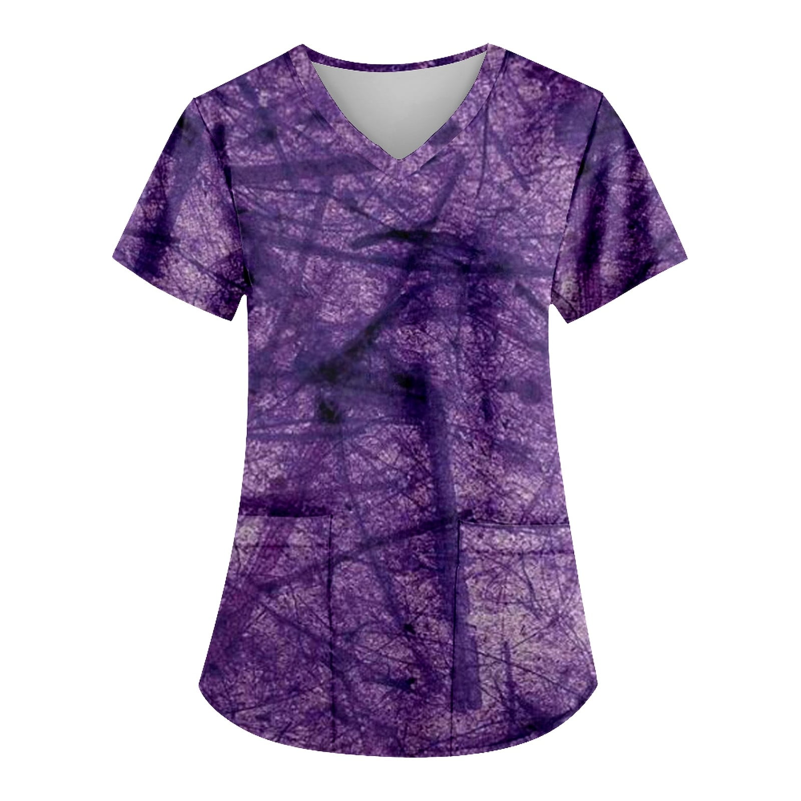 Knosfe Scrub Tops for Women Clearance Plus Size with Two Pockets Scrubs