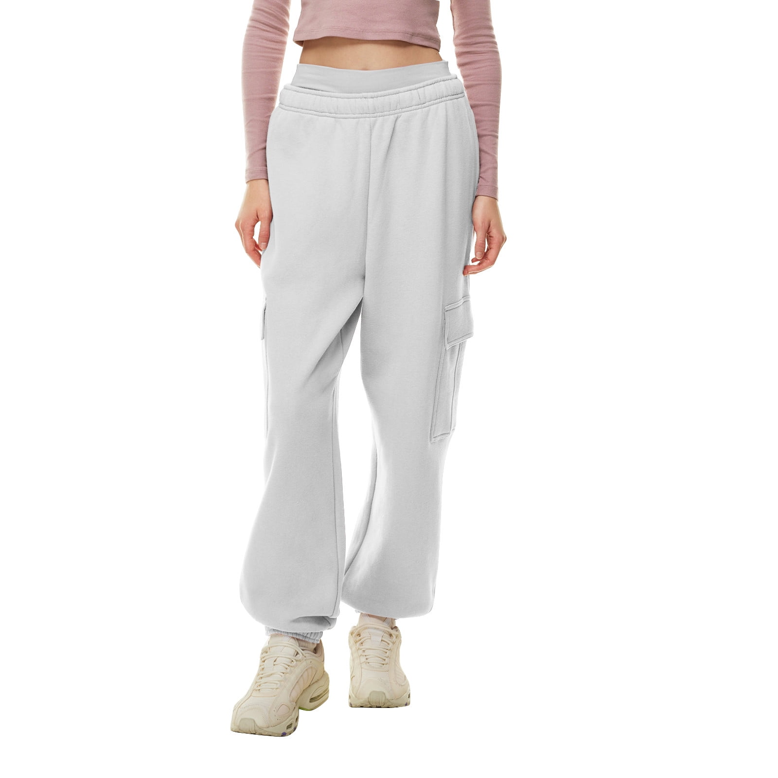 Knosfe Cute Sweatpants for Teen Girls Fleece Lined Straight Leg Joggers  Trendy Cargo Pants Woman Long Petite Baggy Sweatpants Women High Waist  Lounge Casual Women's Trousers with Pockets S 