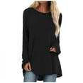 thumbnail image 1 of Knosfe Tops for Leggings Winter Casual Crewneck Woman Shirts Plus Size Trendy Long Sleeve Workout Blouses for Women Plus Size Fall Dressy Loose Fit Fashion Going Out Tops for Women Plus Black S, 1 of 6