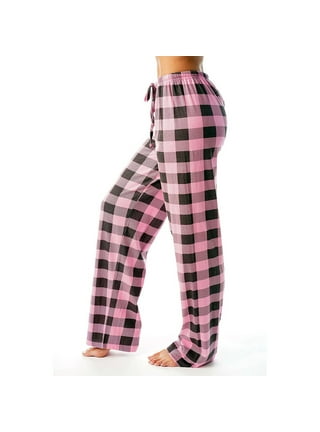 Charmour - Polar fleece PJ pants - Pink plaid. Colour: pink. Size: s