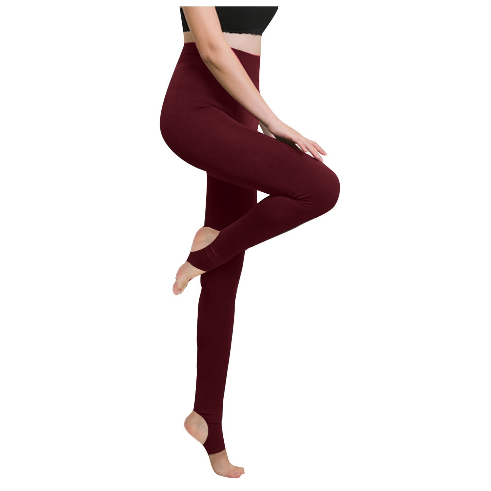Knosfe Wine Red Tights for Women Plus Size Fleece Lined Tummy