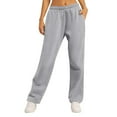 thumbnail image 1 of Knosfe Women’s Fleece Lined Sweatpants Baggy Wide Straight Leg Pants Light Gray L, 1 of 7