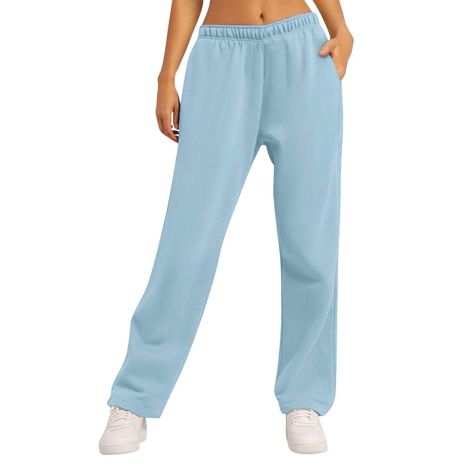 Knosfe Women’s Fleece Lined Sweatpants Baggy Wide Straight Leg Pants — free download
