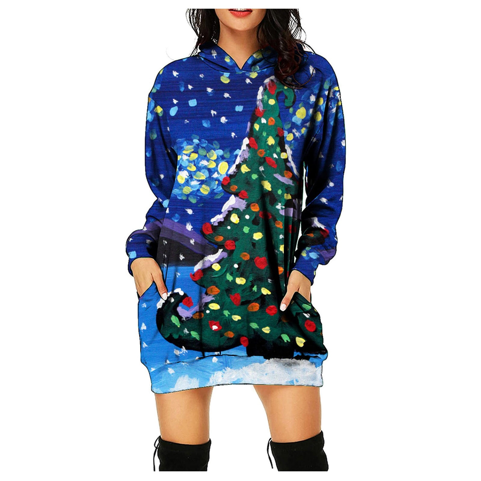 Plus Size Tunics for Women Solid Color Printed Hoodie with Pocket Sweater  Merry Christmas Workout Fashion (Coffee, S) at  Women's Clothing store