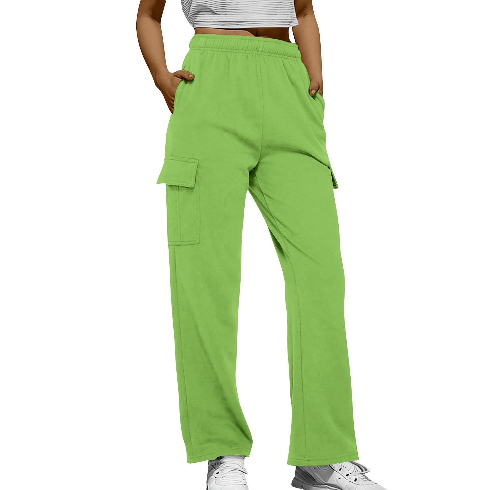 Knosfe Womens Cargo Sweatpants with Pockets Fleece Lined Lounge Long