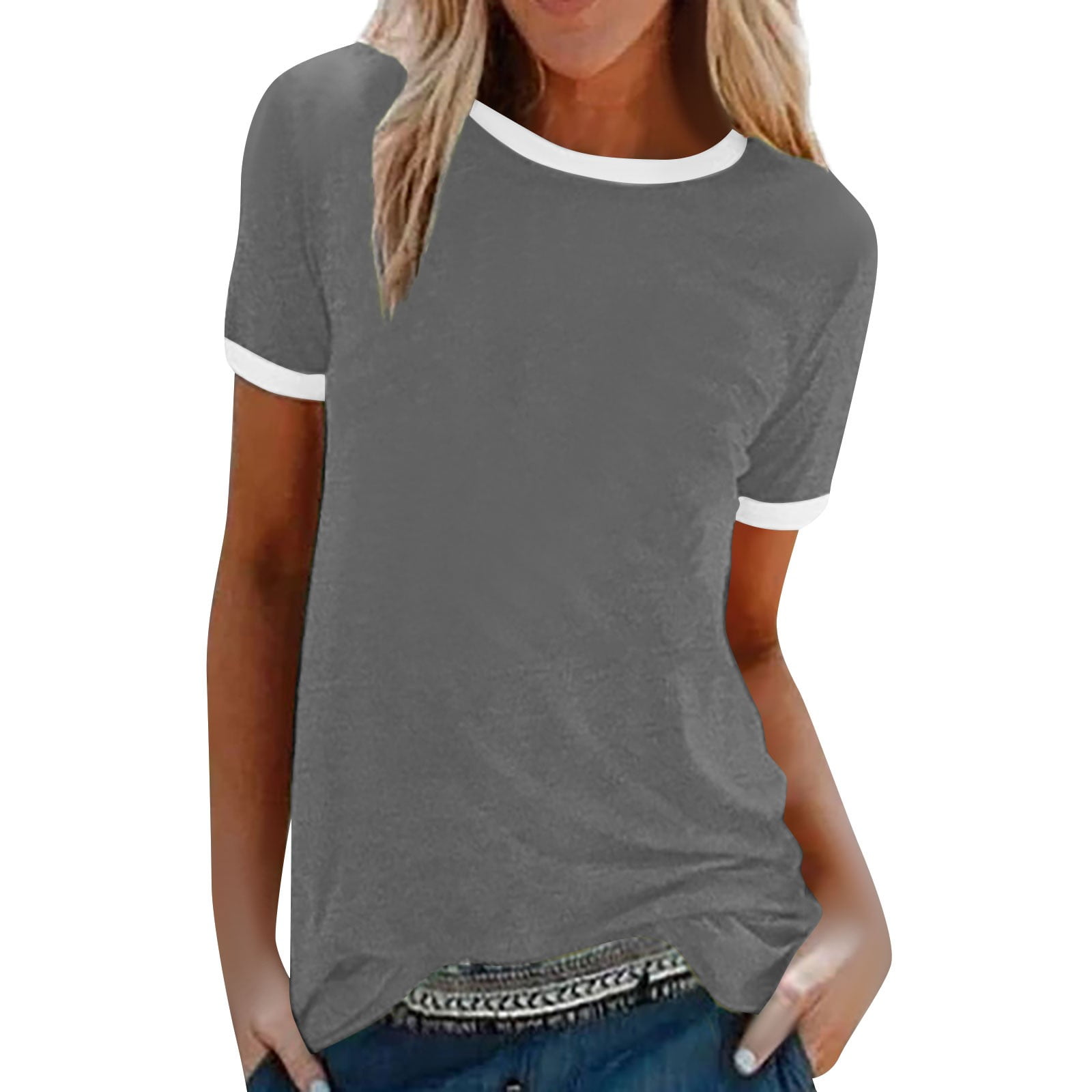 Knosfe Womens Dress Tops for Older Women Fitted T Shirts for Women Crew