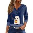 thumbnail image 1 of Knosfe Womens Halloween Shirts Plus Size Button V Neck Cute Spider Bat Fall T-Shirts 3/4 Sleeve Horror Pumpkin Ghost Casual Tops Royal Blue S, 1 of 6