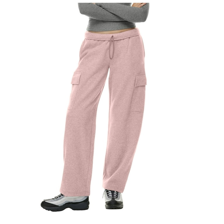 Knosfe Womens Sweat Pants, with Pockets Fleece Lined Joggers Fall Long  Womens Cargo Pants Lounge High Waist Petite Sweatpants Womens Baggy  Athletic Straight Leg Trousers for Women M 