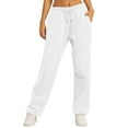 thumbnail image 1 of Knosfe Womens Sweatpants Loose Casual Drawstring Sweat Pants Elastic Band Straight Leg Athletic Pants with Pockets White M, 1 of 7