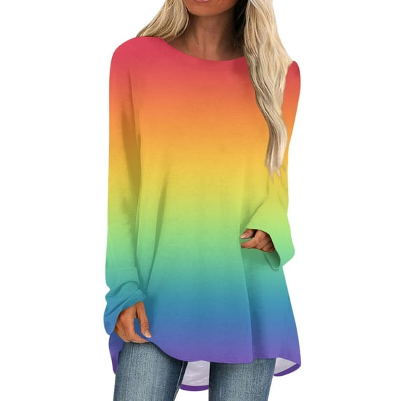 Knosfe Womens Tunic Tops To Wear with Leggings Crewneck Long Long Sleeve Plus Size Y2k Shirts Dressy Loose Fit Women Blouse Casual Fashion Fall Comfy Plus Size Going Out Tops