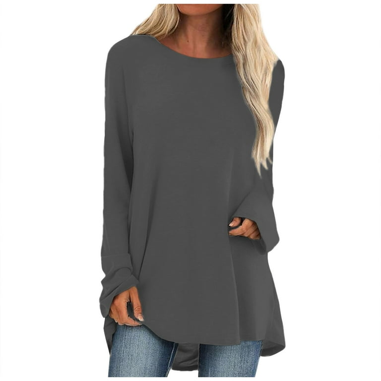 Loose Fit Women's Long Sleeve Tunic Tops For Leggings Knosfe