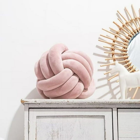 Knot Ball Pillows,Soft Round Knotted Pillow,Handmade Plush Throw Pillows Home Decoration Cushion Pillow for Sofa Bed Couch Floor(8.7 Inch,Pink)