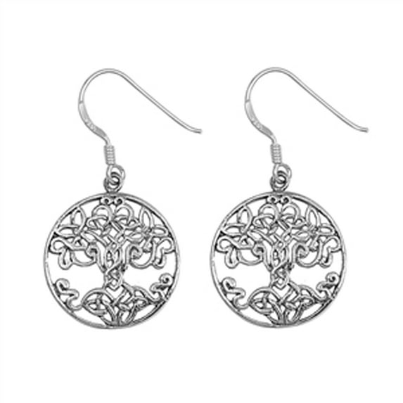 Knot Branch Tree of Life Circle .925 Sterling Silver Round Twisted Root Earrings Jewelry Female