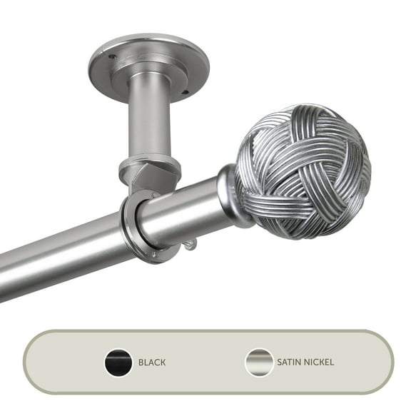 Knot Ceiling 1" Curtain Rod/ Room Divider 48-84 inch - Satin Nickel