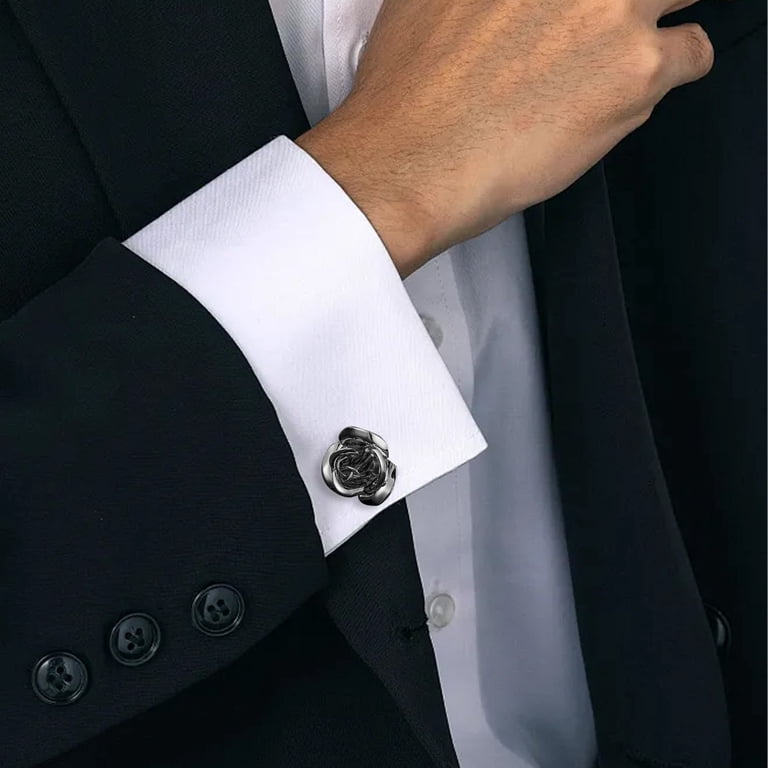 Knot Cufflinks and Shirt Studs for Men, 2 Pcs Cuff Links, Rose Flower Cufflinks Gold Cuff Links, Matching with White and Black Tuxedo, Wedding Party Anniversary Birthday Groom Business Elegant Gift - Knot Cufflinks and Shirt Studs for Men, 2 Pcs Cuff Links, Rose Flower Cufflinks Gold Cuff Links, Matching with White and Black Tuxedo, Wedding Party Anniversary Birthday Groom Business Elegant Gift -