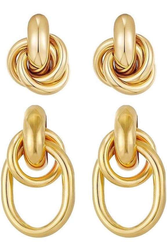 Knot Earrings Gold Chunky Geometric Earrings Statement Drop Dangle Earrings Jewelry For Women[Z1]