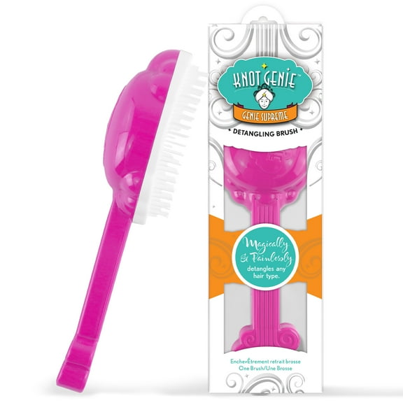 Knot Genie Supreme Detangling Hair Brush for Kids | Perfect Detangling Brush for Curly Hair, Gently Separate Tangles, Leaves Hair Smooth and Shiny | The Pain-Free Knot Detangler (Pop of Pink) C65