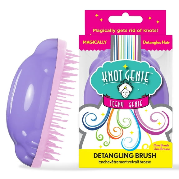 Knot Genie Teeny Detangling Hair Brush for Kids (Mystic Mauve) | Perfect Detangling Brush for Curly Hair, Gently Separate Tangles, Leaves Hair Smooth and Shiny | The Pain Free Knot Detangler