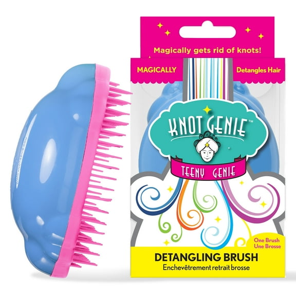 Knot Genie Teeny Detangling Hair Brush for Kids (Mystical Cloud) | Perfect Detangling Brush for Curly Hair, Gently Separate Tangles, Leaves Hair Smooth and Shiny | The Pain Free Knot Detangler
