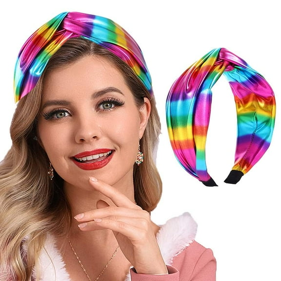 Knot Headband Shiny Metallic Headbands Rainbow Glitter Hair Bands Sparkly Twist Hairband Hair Accessories for Women and Girls (Shiny knot)