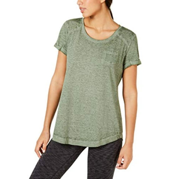 Knot-Hem Pocketed T-Shirt Olive Spring M